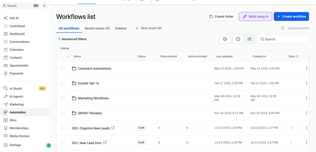 Automation workflows
